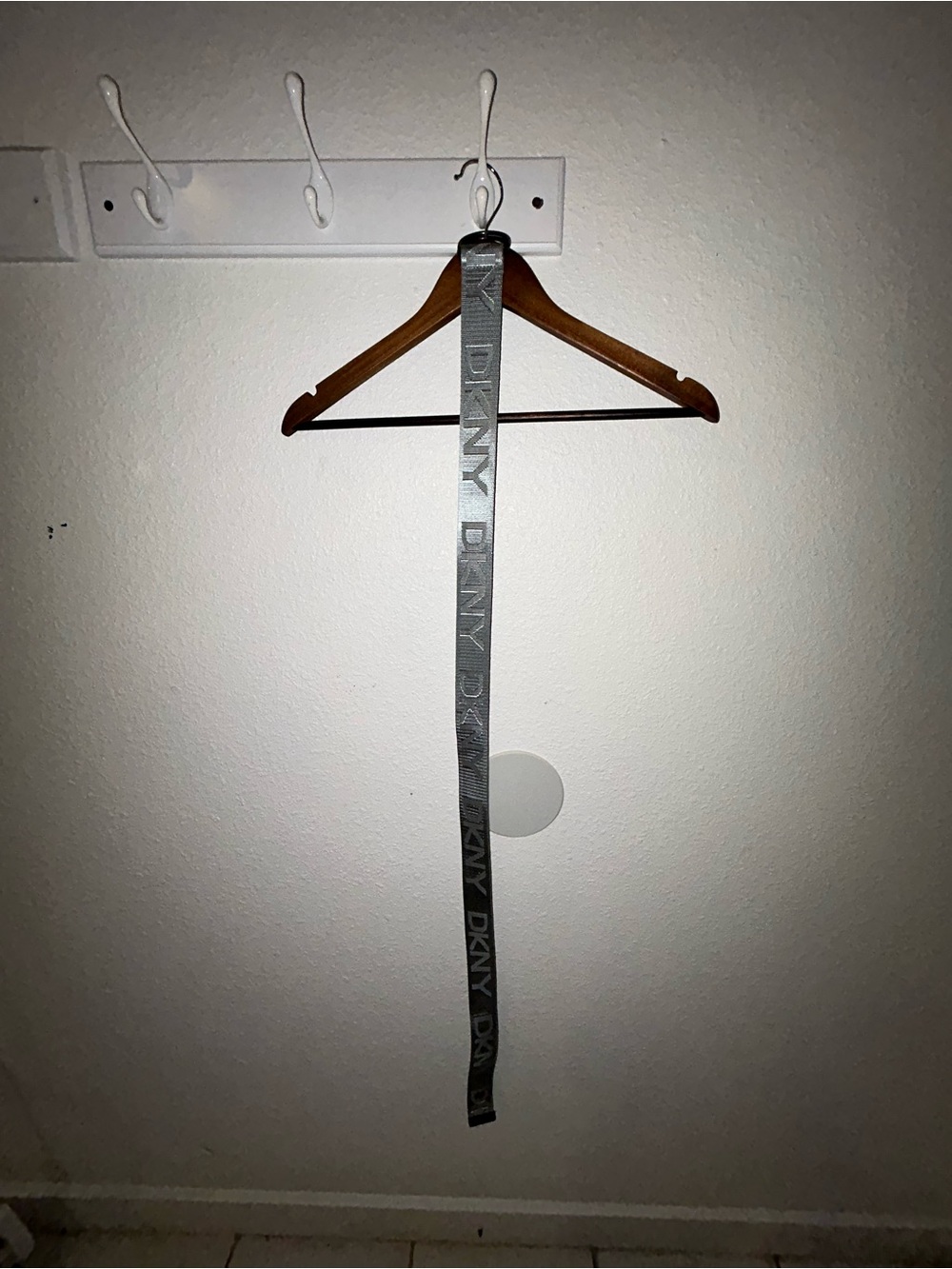 Dkny Silver Branded Fabric Hanging Strip
